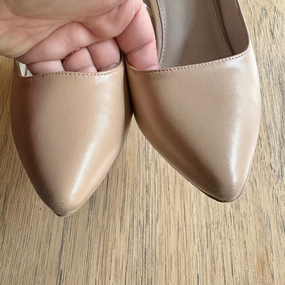 FRENCH CONNECTION Pumps Pointed Toe Vegan‎ Leather Heels Beige Nude Stilettos 10